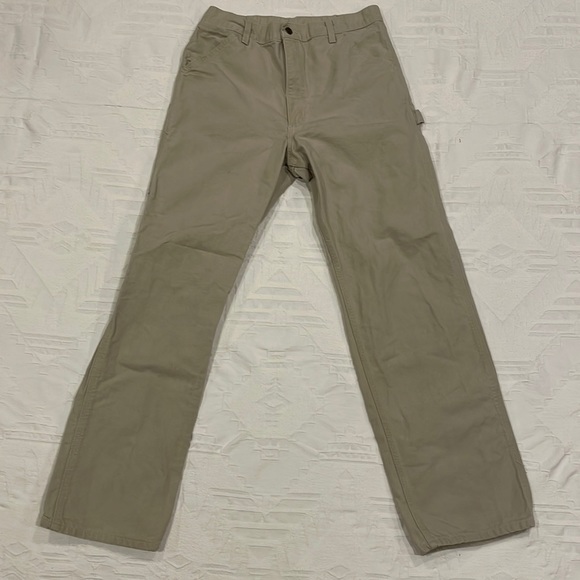 Vintage Carhartt Loose Fit Cargo Khaki Cream Light Tan 33x34 - Picture 4 of 11